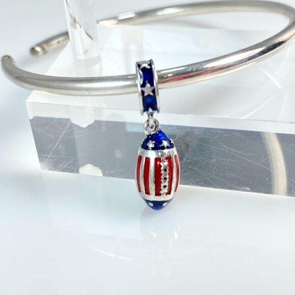 Sterling Silver American Football Dangle Charm - Picture 9 of 9